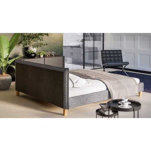 Siva oblazinjena zakonska postelja z letvenim dnom 180x200 cm Tina – Ropez-image-3
