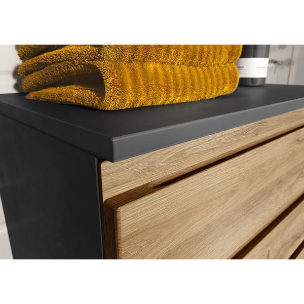 Temno siva kopalniška omarica v hrastovem dekorju 60x97 cm Salinas - Germania-image-3