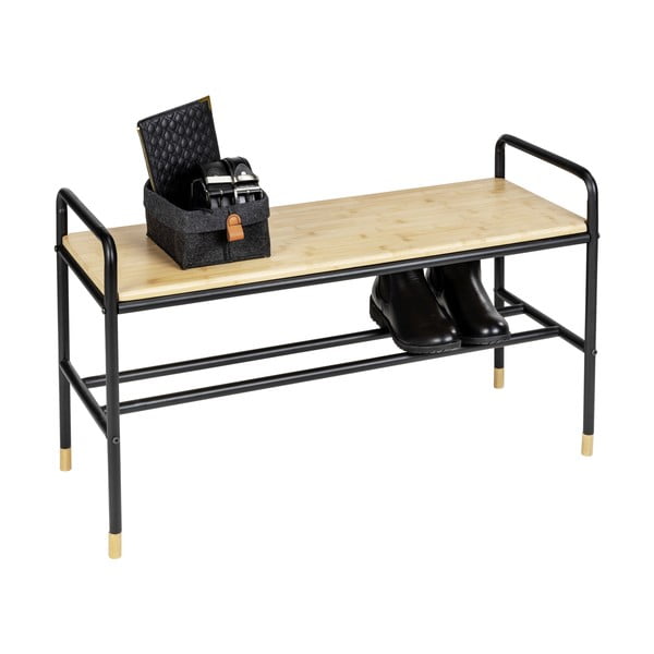 Črna/naravna kovinska omarica za čevlje s klopjo Loft – Wenko-image-4