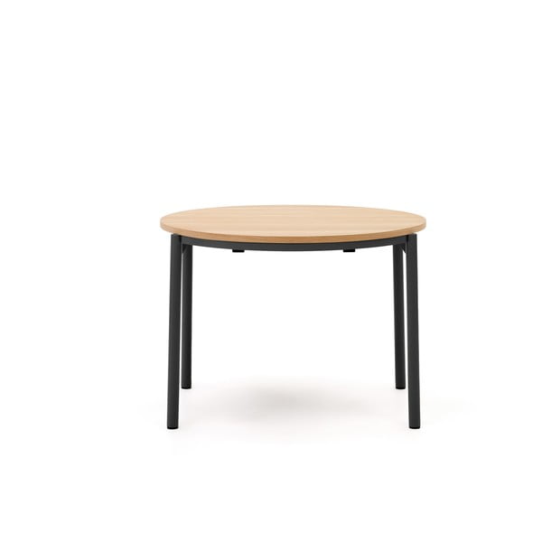 Okrogla raztegljiva jedilna miza z mizno ploščo v hrastovem dekorju ø 90 cm Montuiri – Kave Home