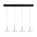 Črno-bela in zlata LED zatemnitvena viseča svetilka s steklenim senčilom Celeste – Trio