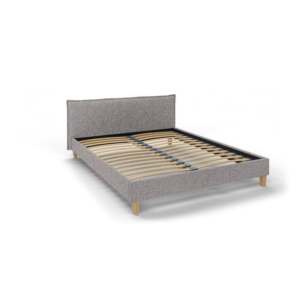 Siva oblazinjena zakonska postelja z letvenim dnom 160x200 cm Tina – Ropez