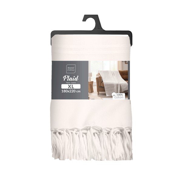 Kremno belo bombažno pregrinjalo 125x150 cm Lilia – douceur d'intérieur-image-2