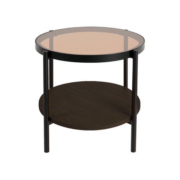 Okrogla stranska mizica s stekleno mizno ploščo ø 48 cm Hassel – Unique Furniture