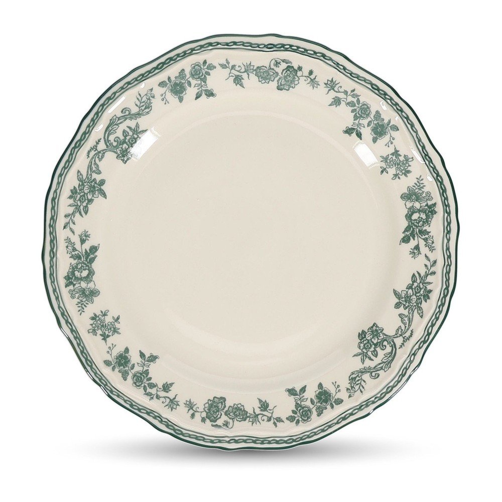 Zelen/slonokoščen desertni porcelanast krožnik ø Cyril