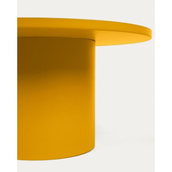 Gorčično rumena kovinska okrogla mizica ø 72 cm Fleksa – Kave Home-image-1