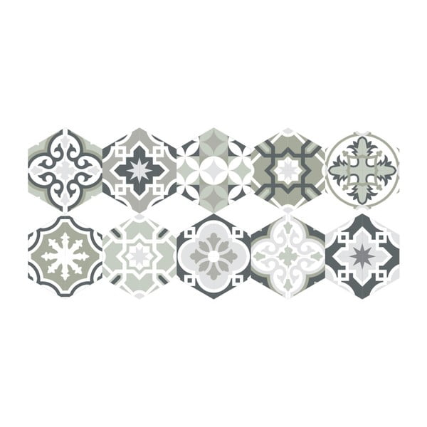 Komplet 10 talne nalepke Ambiance Hexagons Lettie, 40 x 90 cm