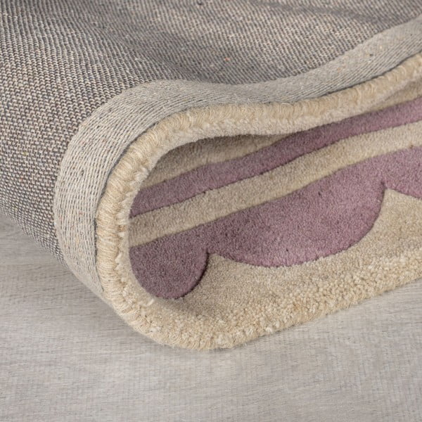 Vijoličen/v naravni barvi ročno tkan volnen tekač 80x230 cm Lois Scallop – Flair Rugs-image-2