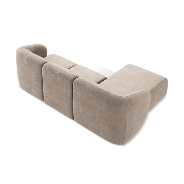 Svetlo rjava kotna sedežna garnitura iz šenilje (levi kot/z ležalnikom) Lani – Makamii-image-3