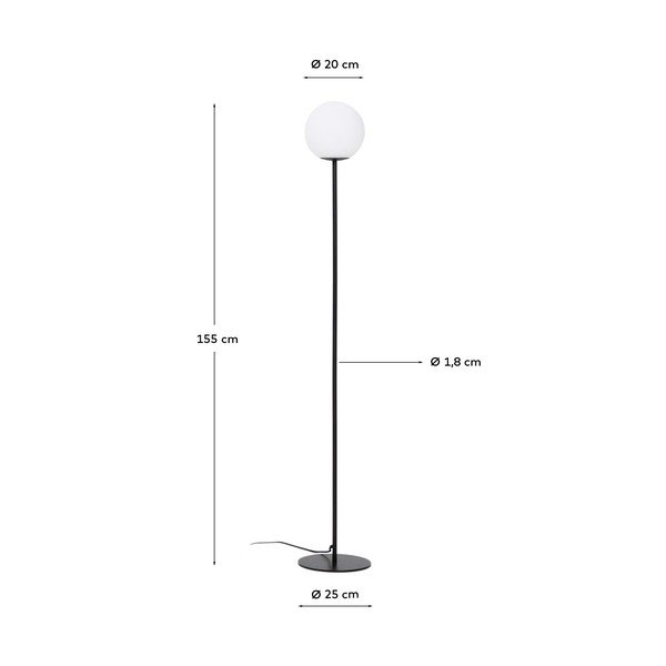 Bela/črna stoječa svetilka s steklenim senčilom (višina 155 cm) Brisia – Kave Home-image-4