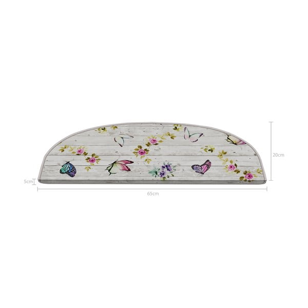 Kremno beli komplet preprog za stopnice 16 ks 20x65 cm Butterfly Life – Vitaus-image-2
