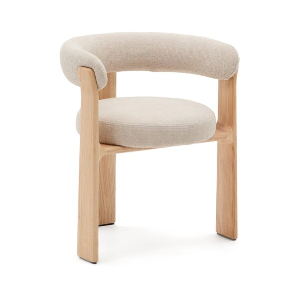 Bež/v naravni barvi jedilni stol z nasloni za roke iz masivnega jesena Granite – Kave Home