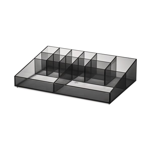 Mat črn kopalniški organizator za kozmetiko iz reciklirane plastike Cosmetic Station – iDesign-image-2