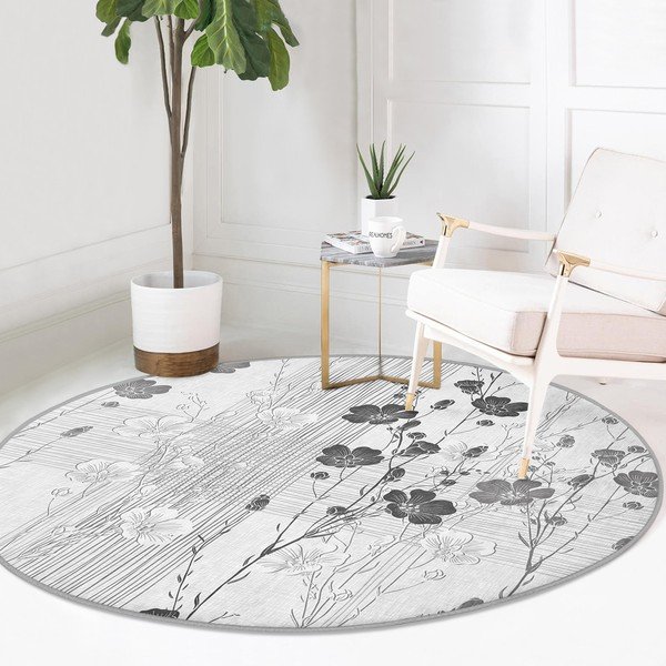 Siva pralna okrogla preproga primerna za robotski sesalnik ø 80 cm Comfort – Mila Home-image-2