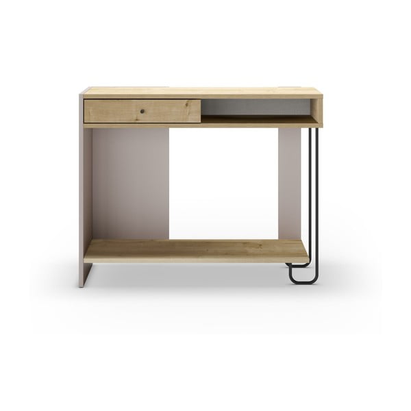 Stranska mizica z mizno ploščo v hrastovem dekorju 35x100 cm Saturne – Marckeric