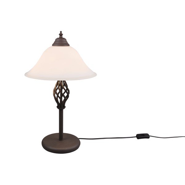 Temno rjava namizna svetilka s steklenim senčilom (višina 50 cm) Rustica – Trio-image-3