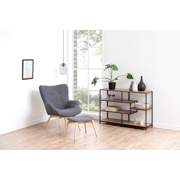 Črn regal v hrastovem dekorju 114x78 cm Seaford - Actona-image-1