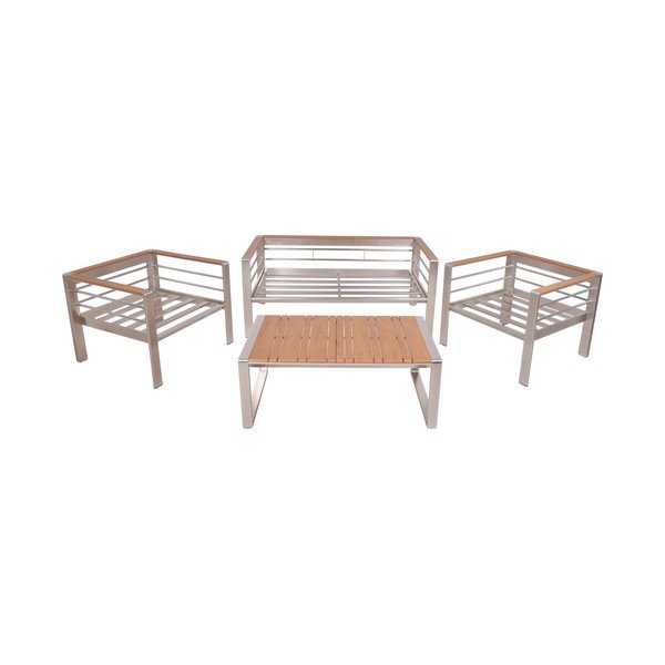 Siva kovinska vrtna garnitura za 4 osebe Florence – Garden Pleasure-image-3