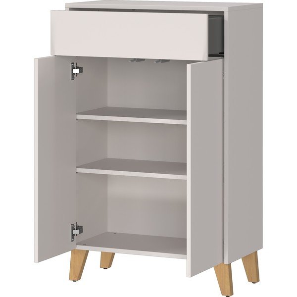 Kremno bela visoka kopalniška omarica v mat dekorju 63x101 cm Arnea – Germania-image-3