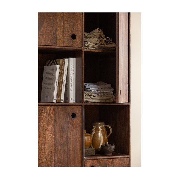 Temno rjava omarica iz masivnega manga 75x210x45 cm Staes – WOOOD-image-3