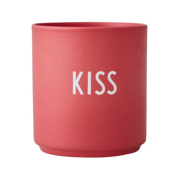 Rdeča porcelanasta skodelica Design Letters Kiss, 300 ml