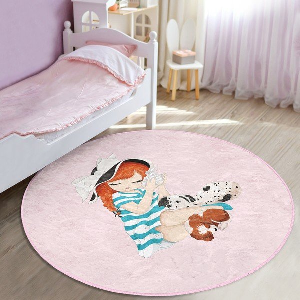 Rožnata otroška preproga ø 100 cm Comfort – Mila Home-image-2