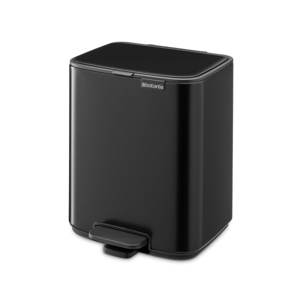 Mat črn jeklen koš za smeti s pedalom 7 l Bo – Brabantia