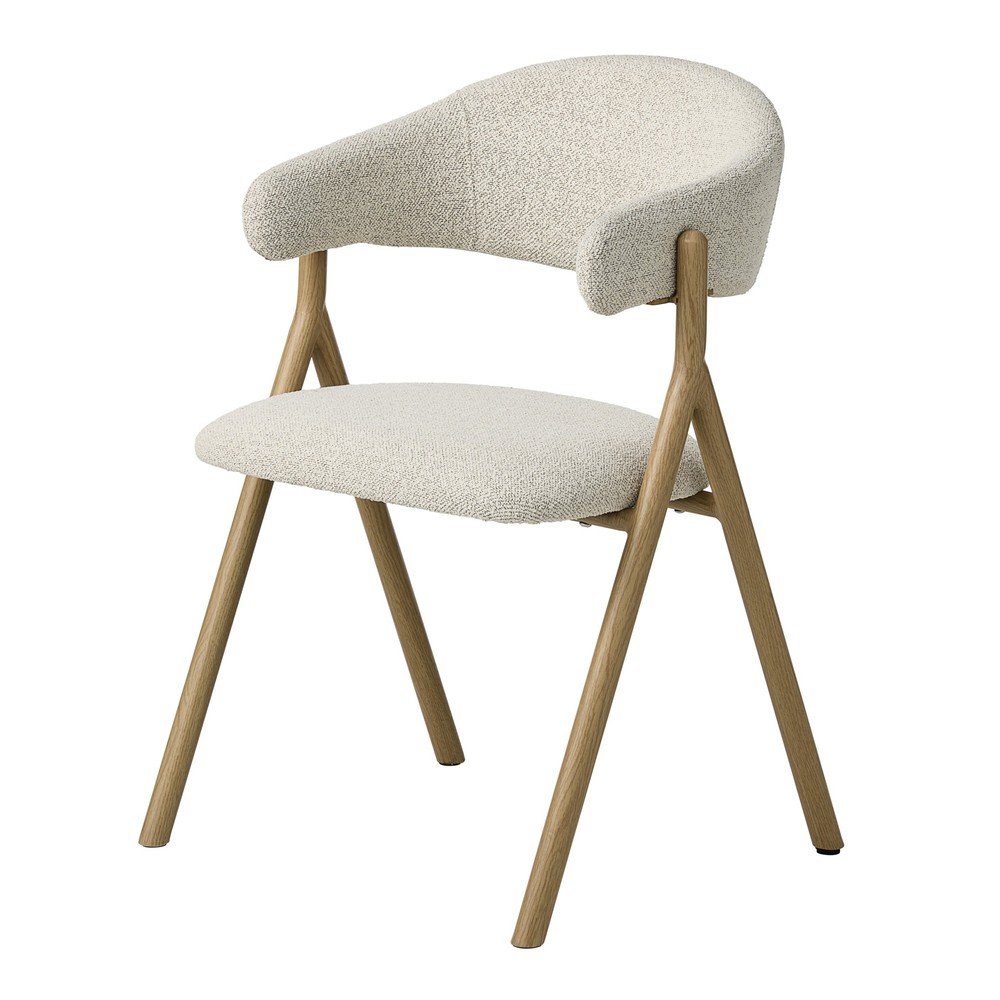 Kremno bel/v naravni barvi oblazinjen jedilni stol z nasloni za roke Frances – Unique Furniture