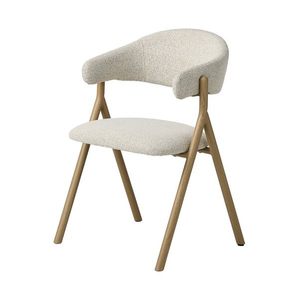 Kremno bel/v naravni barvi oblazinjen jedilni stol z nasloni za roke Frances – Unique Furniture