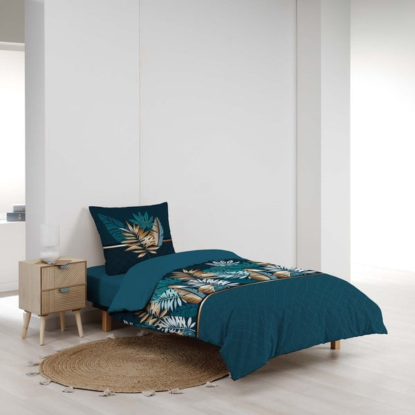 Modrozelena enojna bombažna posteljnina 140x200 cm Alianor – douceur d'intérieur-image-2
