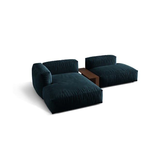 Temno modra žametna kotna sedežna garnitura (levi kot/z ležalnikom) Martina – Micadoni -image-2