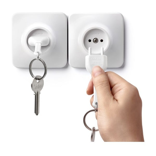 Obesek za ključe Qualy Unplug z belim obeskom za ključe