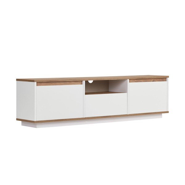 Bela/v naravni barvi TV omarica v borovem dekorju 160x42x30 cm Sentinel – Kalune Design
