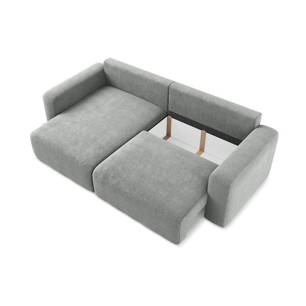 Siva raztegljiva/s prostorom za shranjevanje kotna sedežna garnitura iz šenilje (levi kot/z ležalnikom) Kona – Makamii-image-4