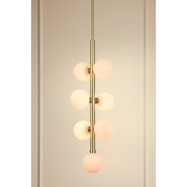 Bela/v zlati barvi kovinska viseča svetilka s steklenim senčilom ø 27 cm Trieste – Premier Housewares-image-1