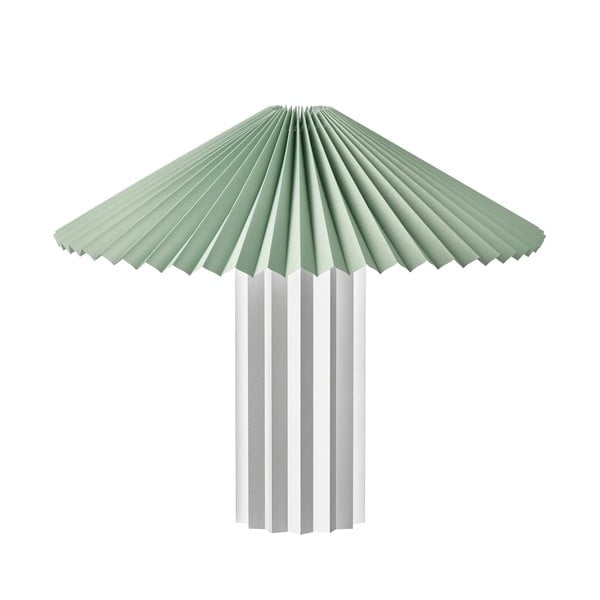 Zatemnitvena namizna svetilka v srebrni in žajbljevo zeleni barvi s tekstilnim senčilom (višina 36 cm) Taite – Blomus