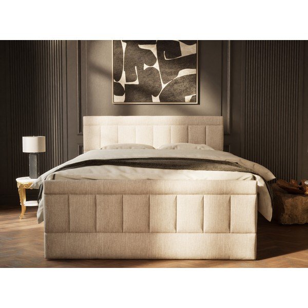 Bež boxspring postelja s prostorom za shranjevanje 180x200 cm Caya – Maison de Rêve-image-4
