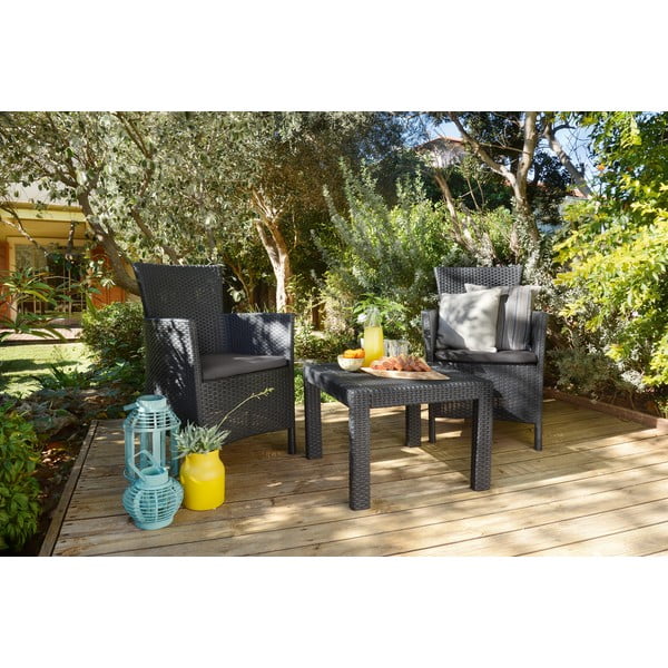 Antracitno siva vrtna garnitura iz umetnega ratana za 2 osebi Rosario – Keter-image-3