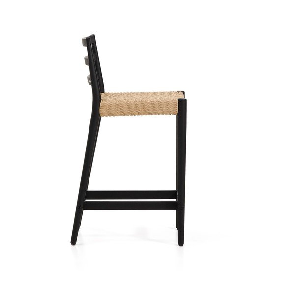 Barski stol iz masivnega hrasta v črni in naravni barvi (višina sedeža 65 cm) Analy – Kave Home-image-4