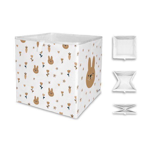 Bel tekstilni otroški organizator za igrače 32x32x32 cm Sweet Bunnies – Butter Kings-image-3