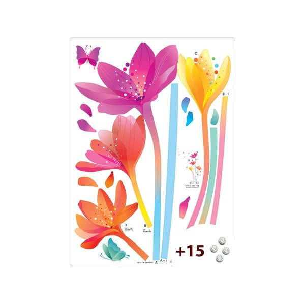 Komplet nalepk in 15 kristalov Swarovski Ambiance Rainbow Flowers-image-1