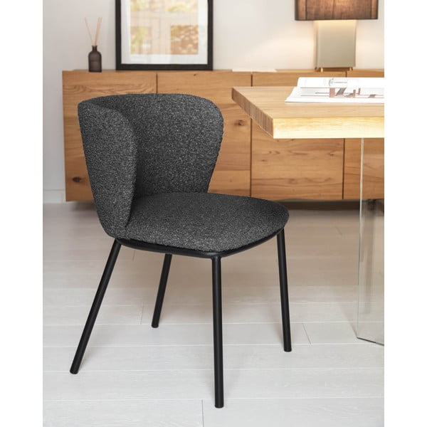 Črn oblazinjen jedilni stol Ciselia – Kave Home-image-1