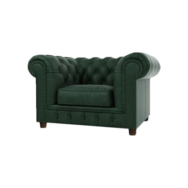 Temno zelen žameten fotelj Cambridge – Ropez