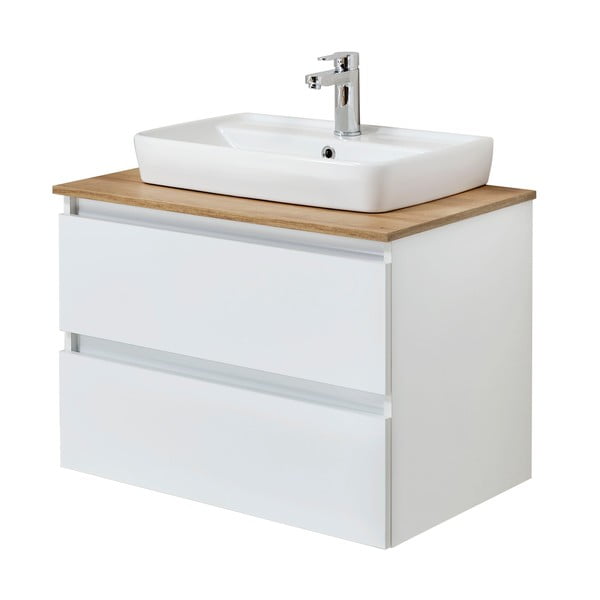 Bela stenska omarica za pod umivalnik brez umivalnika 75x53 cm Set 360 - Pelipal-image-2