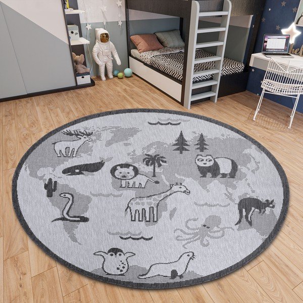 Siva okrogla preproga ø 120 cm Animal World – Hanse Home-image-2