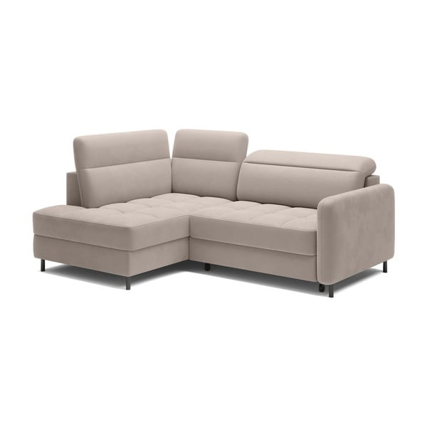 Svetlo rjava žametna raztegljiva/s prostorom za shranjevanje kotna sedežna garnitura (levi kot/v obliki črke L) Barea – ELTAP-image-2
