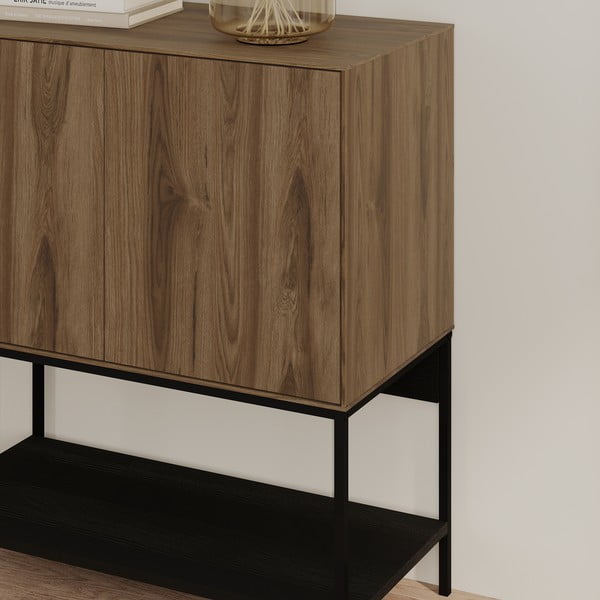 Črna/naravna omarica v hrastovem dekorju 80x90x40 cm Amira – Marckeric-image-4