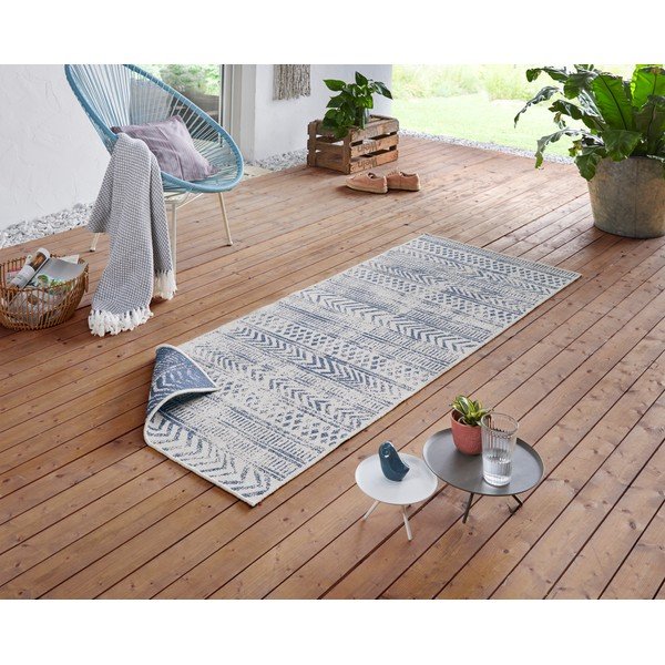 Modro-krem zunanja preproga NORTHRUGS Biri, 80 x 250 cm-image-1