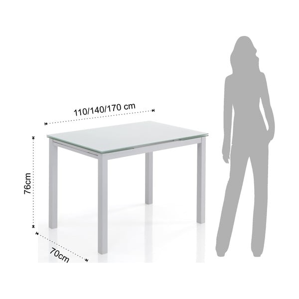 Raztegljiva jedilna miza s stekleno mizno ploščo 70x110 cm Fast – Tomasucci-image-4