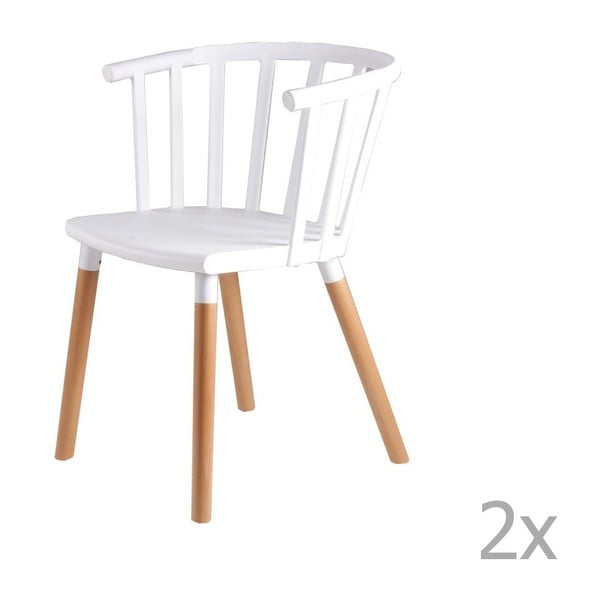 Komplet 2 belih jedilnih stolov z lesenimi nogami sømcasa Jenna
